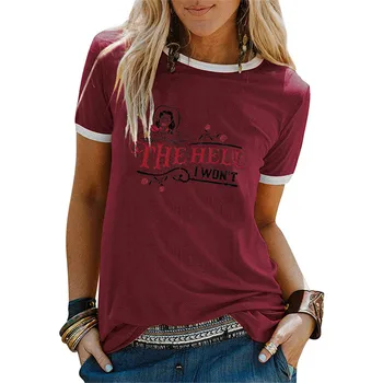 Cehennem Ben olmaz T Shirt Kadın Ülke Tarzı Batı Cowgirl Grafik Tees Kısa Kollu Yaz Temel t-shirt