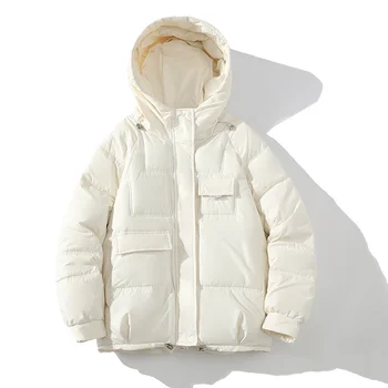 Ceket Erkek Yastıklı kışlık ceketler Mont Kapşonlu Kalınlaşmış Ceket Parka 2023 Düz Renk Cep Erkek Üstleri Sıcak 2A6228