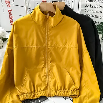 Ceketler Kadın Moda Cepler 3 Renk Standı Yaka Fermuar Katı Tüm Maç Harajuku Dış Giyim Rahat Tam kollu Estetik Kadın
