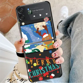 Cep Mutlu Noel noel hediyesi Resmi Sert Pc Coque samsung kılıfı Galaxy Z Flip4 Flip3 5G Zflip3 Zflip Flip 4 3