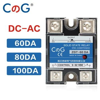 CG SSR-60DA 80DA 100DA röle tek fazlı DC kontrol AC 24-480VAC 3-32VDC ısı emici 60A 80A 100A DA katı hal röle