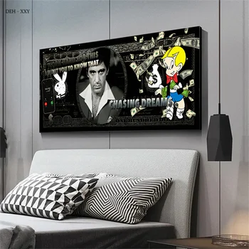 Chasing Rüyalar Qoutes Poster Scarface Tony Montana Motivasyon sanat tuval Boyama Riche Para Duvar sanat resmi Oturma Odası ıçin