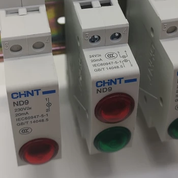 CHINT gösterge ışığı ND9 serisi AC/DC 12 V 24 V 110 V 230 V Din Ray Dağı LED gösterge ışığı kırmızı ve yeşil LED Lamba