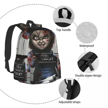 Chucky Gelen Çocuk Oyun Sırt Çantası Tv Serisi Spor Sırt Çantaları Unisex Streetwear Lise Çantaları Tasarım Desen Sırt Çantası