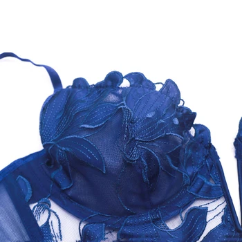 CINOON Seksi Fransız Dantel Nakış Sutyen iç çamaşırı seti kadın İç Çamaşırı Seti Push Up ince Bralette Derin V sütyen ve külot seti