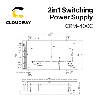 Cloudray 2in1 Anahtarı Güç Kaynağı 5V 5A ve 24V 15A 400W CRM-400C Fiber Markalama Makinesi Güç Sistemi