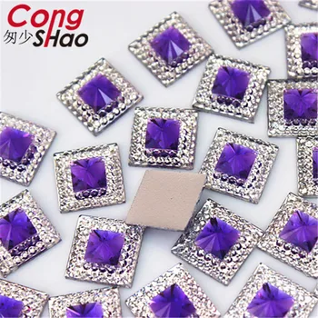 Cong Shao 200 ADET 10mm Kare şekli Renkli flatback Reçine rhinestone trim taşlar ve kristaller düğün elbisesi Aksesuarları CS753