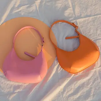 Coolcept Yeni Moda Kadınlar Kabuk Koltukaltı Pu Deri Moda Kadın Çanta Tasarımcısı Şeker Renk Telefon Çantası Fermuar gündelik çanta
