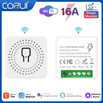 CORUI 16A WiFi Mini akıllı anahtar ModuleTuya İle enerji monitörü Zamanlayıcı Kablosuz Anahtarı Akıllı Ev Alexa Google İle Çalışmak