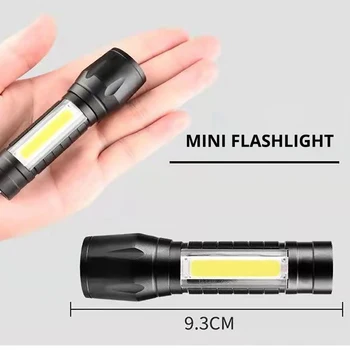 Dahili Pil COB Zoom Odak Mini LED el feneri Torch Lambası Fener 8000 Lümen Ayarlanabilir Penlight Su Geçirmez T6 EDC Led ışık