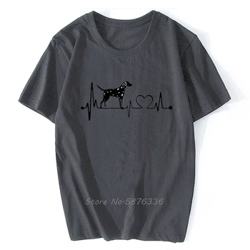 Dalmaçyalı Köpek Kalp Atışı Kısa Kollu Pamuklu Moda T Shirt komik tişört Rahat Hip Hop Tees Tops Streetwear