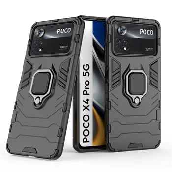 Darbeye dayanıklı Halka Durumda POCO X4 Pro 5G Durumda Sert PC Yumuşak TPU Hibrid arka kapak İçin POCO X4 Pro NFC