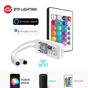 DC5-28V Mini WiFi WS2811 WS2812B RGB RGBW LED şerit ışık kontrolörü Alexa Google telefon IOS Android APP Bluetooth WiFi kontrolü