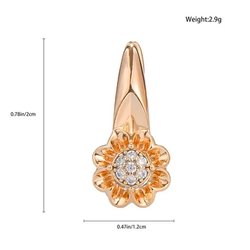 Dckazz Moda Ayçiçeği düğme küpe Bakır Malzeme Parlak Kristal Zirkon 585 Altın Renk Hollow Tasarım Küpe kadınlar takısı