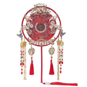 Dekoratif Fan İki Daire Klasik Geleneksel Çin Tarzı Gelin El Çiçek Düğün Dekorasyon M58