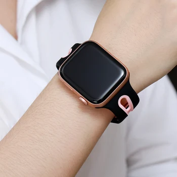 Delik kayışı apple saat bandı 44mm 40mm iwatch bileklik 42mm 38mm kordonlu saat silikon correa bilezik apple watch serisi 6 se 5 4 3