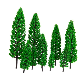 Demiryolları Sahne Aksesuarları için 1/50 Ölçekli Plastik Minyatür Yeşil Model Ağaçlar
