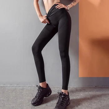DENEYİN BN Spor Spor Yoga Pantolon Dikişsiz Tayt Şerit Yüksek Bel Streç Push Up Tayt Çabuk kuruyan spor salonu taytları Kadın