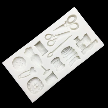 Dikiş makinesi Makas Düğmesi silikon kalıp Sugarcraft Kek Pişirme Kalıp Fondan Kek Dekorasyon Araçları