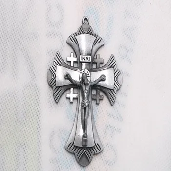 Din Vintage İsa Çapraz Metal Madalya Büyük Çapraz Hıristiyan Madalya Çapraz Dini Kolye çekicilik
