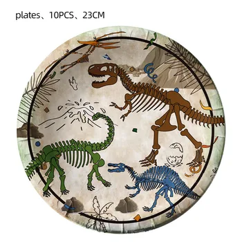 Dinozor Fosili Parti Malzemeleri Tek Kullanımlık Sofra orman Dino İskelet bardak Tabak Cadılar Bayramı Çocuklar Dinozor Doğum Günü partisi dekoru