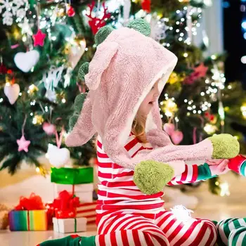 Dinozor Peluş Şapka Kulak Hareketli Atlama Şapka Atlama Giyinmek Cosplay Parti Çocuklar İçin Doğum Günü Giyinmek Noel Partisi Veya
