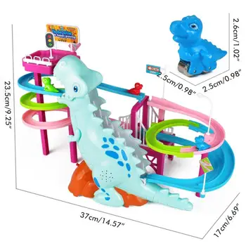 Dinozor tırmanış merdiven vagon parça oyuncaklar çocuklar için müzik ve ışık ile elektrikli römork parça oyuncak interaktif eğitici oyuncak
