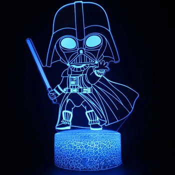 Disney Anime figürü gece ışıkları Yoda bebek Darth Vader karikatür Aksiyon Figürü Dekor ev yenilik LED 3D Modeli Bebek Toplayıcı hediye