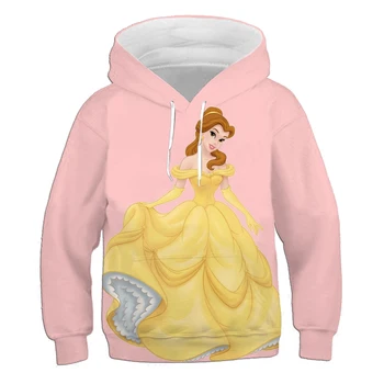 Disney Belle Prenses Hoodie Kızlar Prenses Sonbahar ve Kış Karikatür svetşört Kazak Kız Elbise Kazak