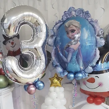 Disney Dondurulmuş Tema Parti Dekorasyon Elsa Çift Taraflı Folyo Balon 30 inç numarası Balon Kız Doğum Günü Partisi Bebek Duş Globos