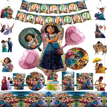 Disney Encanto Mirabel Doğum Günü Partisi Dekorasyon Tek Kullanımlık Sofra Çatal Fincan Tabağı Çocuk Bebek Duş Parti Dekor Malzemeleri