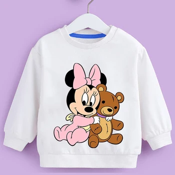 Disney Kış çocuk Hoodie Baskı Mickey Minnie Karikatür Moda Kazak 2 İla 5 Yaşında Erkek Kız Giysileri Bebek Rahat Üst