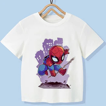 Disney Marvel Serisi Örümcek Adam Tshirt Karikatür Baskı Üst Erkek Moda yazlık t-shirt 2 İla 7 Yaşında Küçük Çocuk Rahat Bluz