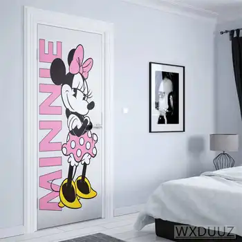 Disney Mickey Minnie Kreş Çocuk Odası Kapı dekorasyon Estetik Ev Odası Dekorasyon Kapı çıkartmalar Duvar Sticker Modern Tasarım