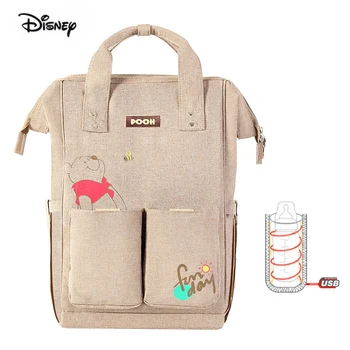 Disney Minnie Mickey Çantası Seyahat Bebek Çantaları Anne için Karikatür Winnie The Pooh Bebek Bezi Çantası Çok Fonksiyonlu Kullanımlık bebek bezi sırt çantası