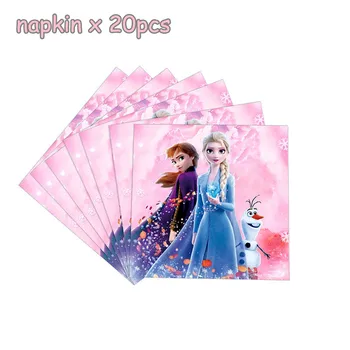 Disney Pembe Prenses Kız Doğum Günü Partisi Malzemeleri Anna Elsa Kağıt Bardak Tabak Peçete Afiş Tek Kullanımlık Masa Örtüsü Parti Dekorasyon