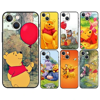 Disney Pooh Ayı Sevimli Apple iPhone 14 13 12 11 Pro Max Mini XS Max X XR 6S 6 7 8 Artı 5S SE2020 Yumuşak Siyah telefon kılıfı