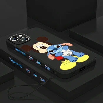 Disney Sevimli Dikiş Lilo telefon kılıfı İçin Apple iPhone 14 13 12 Mini 11 Pro XS MAX XR X 8 7 6S Artı Sıvı Sol Halat Silikon Funda