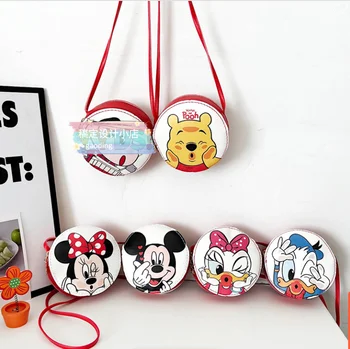 Disney Yeni Peluş Sırt Çantası çocuk Çantası Bir Omuz Küçük Yuvarlak Çanta Karikatür Mickey mouse Bebek Cüzdan kız Crossbody Çanta