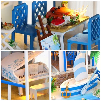 DIY Dollhouse Ahşap bebek Evleri Minyatür Bebek Evi Mobilya Takımı Casa Müzik Led Oyuncaklar Çocuklar için doğum günü hediyesi