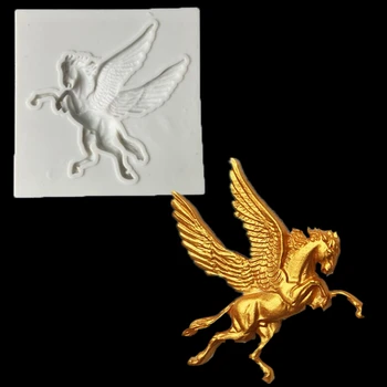 DIY Epoksi Reçine Pegasus Şekli silikon kalıp Çikolata Kalıp Fondan Kek Pişirme Dekorasyon Hayvan Serisi Pegasus silikon kalıp