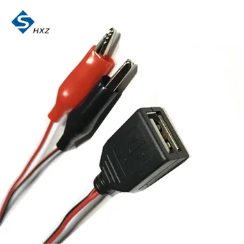 DIY güç kablosu Kırmızı Siyah Timsah Test Klipleri USB Erkek Konnektör güç kaynağı adaptörü Tel 58cm
