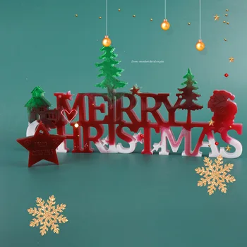 DIY kristal epoksi reçine kalıp Noel liste dekorasyon Merry Christmas İngilizce ayna silikon kalıp reçine