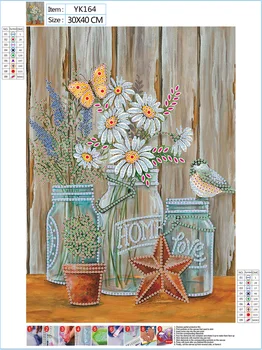 DIY Özel Şekilli Elmas Boyama Çiçek Vazo DIY 5D Kısmi Matkap Çapraz dikiş kitleri Kristal Rhinestone ev duvar Dekorasyonu