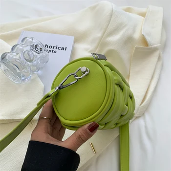 Dokuma Silindir kadın askılı omuz çantası kadın moda çantalar 2022 trend lüks markalar kadınlar için crossbody çanta yeşil askılı çanta