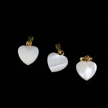 Doğal beyaz kabuk Kalp şekli Kolye Zarif takılar Takı Yapımı için DIY küpe Kolye Aksesuarları 10*14mm