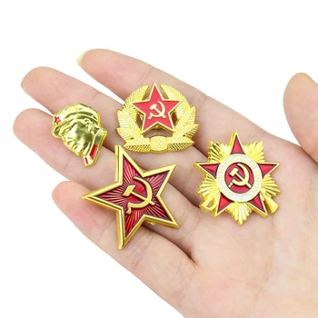 Doğal Komünist Parti Rozeti Rusya Broş Pentagram Pin Kırmızı Buğday Kulak Yaka CCCP Çekiç Orak Yaka Hatıra Kadın Takı