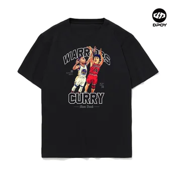 Dpoy orijinal tasarım basketbol fanı T-shirt slam dunk komik pamuklu yuvarlak boyun gevşek basketbol yıldızı oyuncu erkek kazak
