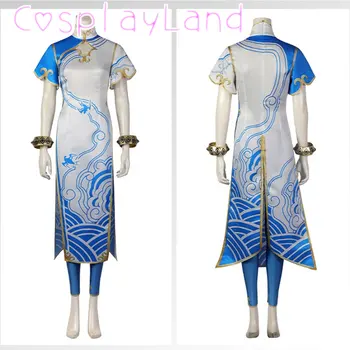 Dövüş Oyunu Chun Li Cosplay Kostüm Sıcak oyun Chuhn-lee çin elbisesi Aksesuarları ile Karnaval Cadılar Bayramı Rol Oynamak Elbise