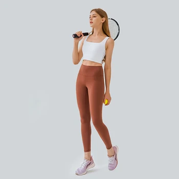 Düz Renk Yumuşak Naylon Spor İç Çamaşırı Kadın Kare Boyun Yüksek Darbe Spor Yoga Sutyen Nefes Egzersiz Kırpma Üst Spor Yelek
